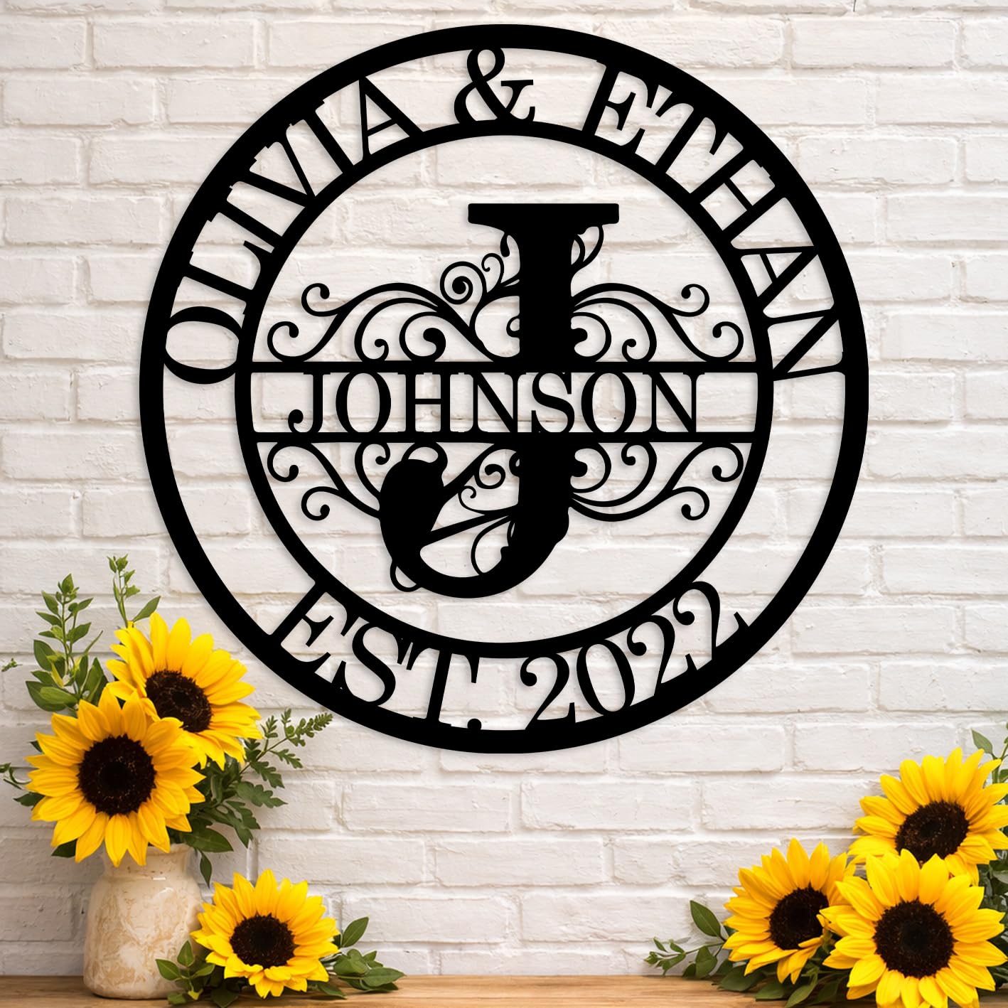 Personalized Metal Name Signs, Split Letter Monogram Wall Decor, Custom Last Name Sign, Family Name Sign for Outdoor, Personalized Wedding Gift, Garden Decor, Metal Wall Art, Housewarming Gift (MonogramDesign_8)