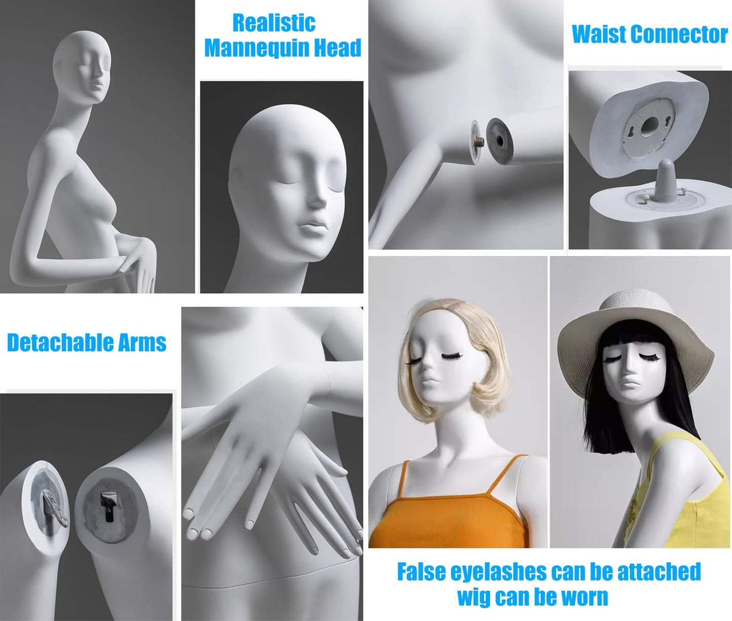 Tall Matte White Female Mannequin - Detachable Dress Form for Retail & Online Shop Display - Stylish Torso Body Dummy (Size: Style7) - Perfect for Fashion Showcase