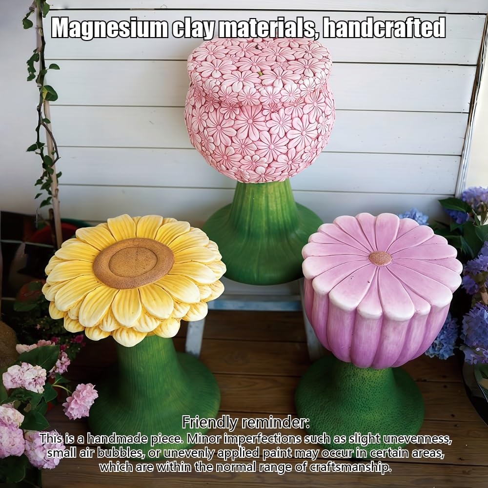 Tpbanrnge Decorative Flower Pedestal Plant Stand, Outdoor Garden Plant Rack, Accent Stool Chair for Patio, Balcony, Yard or Entryway(Pink)