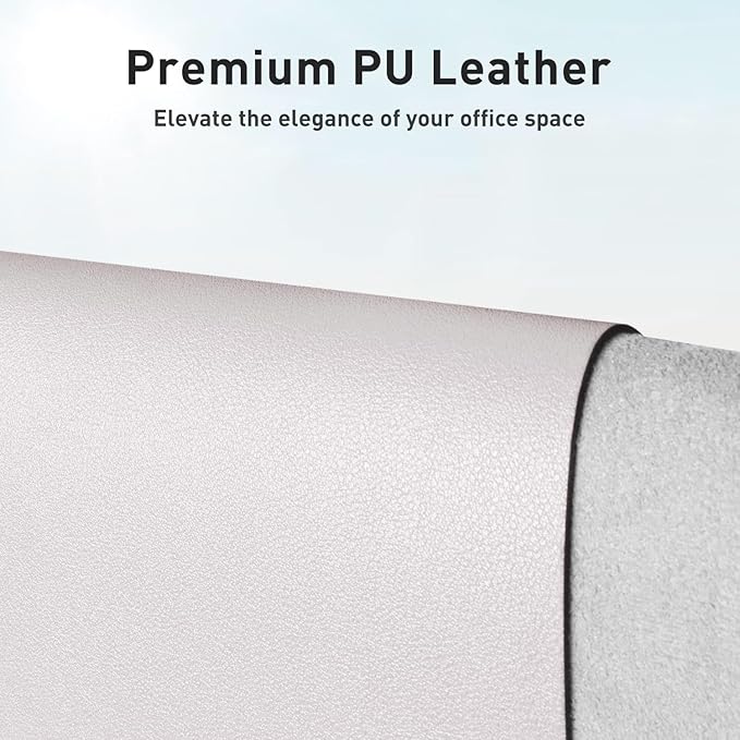 Aothia Faux Leather Desk Mat - Non-Slip PU Leather Desk Blotter, Waterproof Writing Surface, Large Desk Pad for Office & Home (Pale Lavender White, 55" x 24")