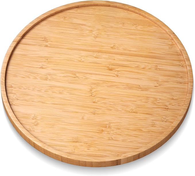 VERTORGAN Bamboo Serving Tray,11.8 Inch Decorative Trays Platter for Coffee Table,Living Room,Bar,Party,Mini Charcuterie Boards Cheese Board,Home Decor(Natural)