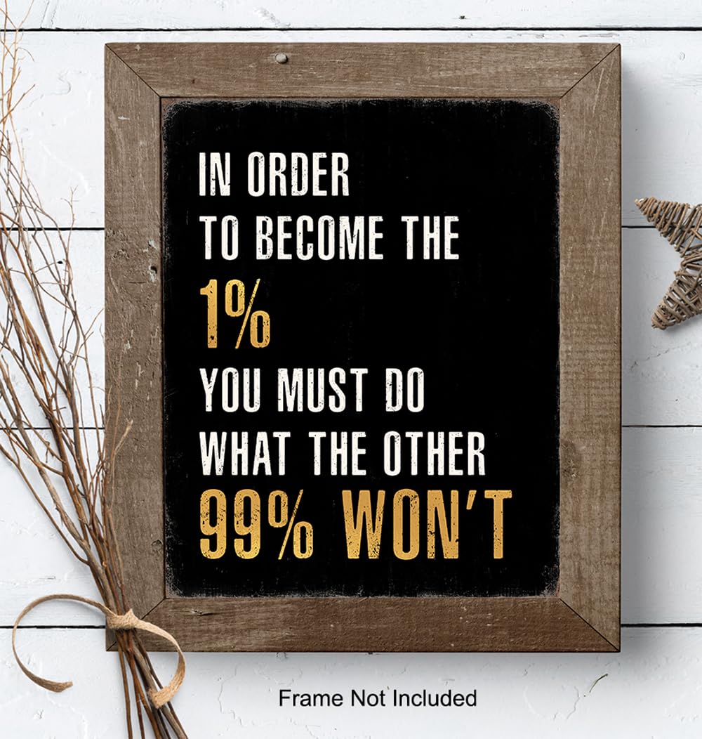 Office Inspirational Quotes Wall Art - Entrepreneur positive Sayings - Home Office Motivational Wall Art, Living room Decor for Men - Encouragement Gifts for Him - Gym Wall Decor, Man cave Accessories