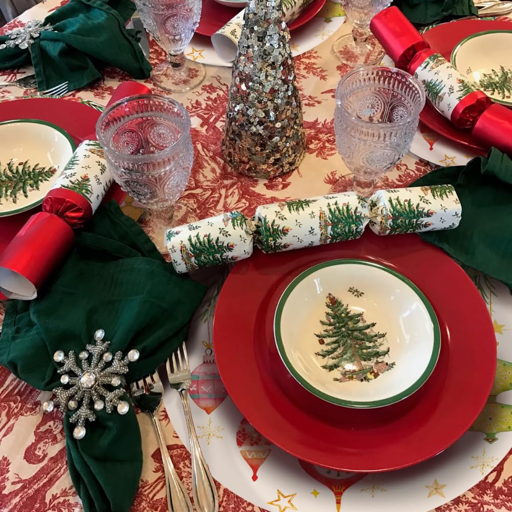 50 Pack Christmas Paper Placemats 13.7 Inch Xmas Disposable Round Place Mats Winter Christmas Ball Table Mats for Holiday New Years Party Home Dinner Table Setting