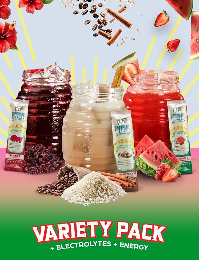 Hydration + Energy Electrolyte Drink Mix ??Variety Pack with Hibiscus, Coffee Horchata & Strawberry Watermelon, Sugar-Free with Caffeine, L-Theanine, Coconut Water & Minerals