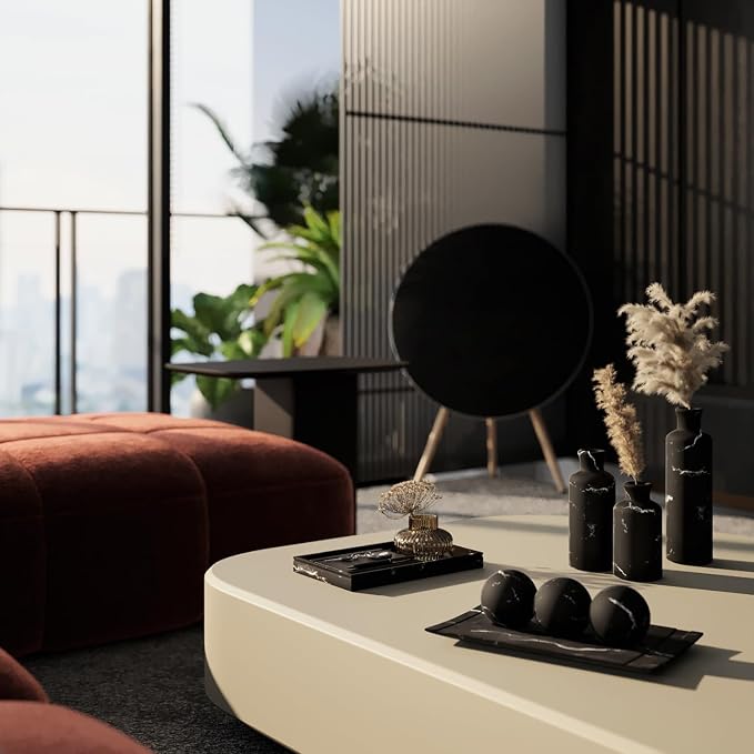 Creative Scents Black Marble Look Home Decor Bowl and Orb Set - Coffee Table Decor for Living Room - Centerpiece Table Decorations for Dining Table, Kitchen Counter, Foyer - Elegant House Decoration