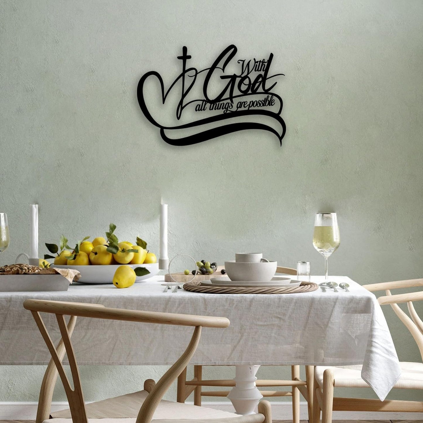 OPTYBVFD Cross Metal Wall Decor - Inspirational Room Decor Christian Wall Art Motivational Scripture Home Decor for Living Room, Bedroom, Dining Room, Bathroom, Office (Black)