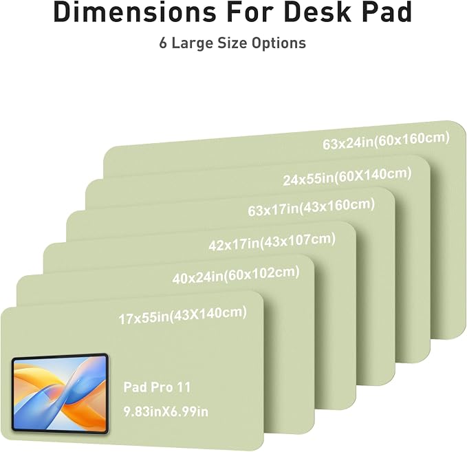 Aothia Faux Leather Desk Mat - Large Mouse Pad, Non-Slip PU Leather Blotter, Waterproof Writing Surface for Office and Home (Grass Green, 42" x 17")