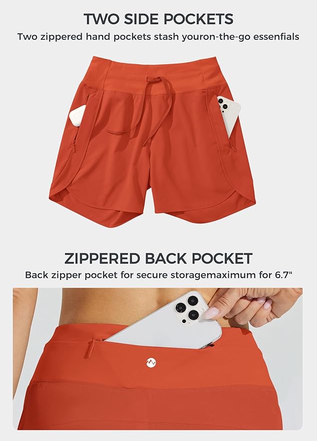 Willit Women's 7" Athletic Running Shorts Long Workout Hiking Shorts Quick Dry High Waisted Active Zipper Pocket(3X-Large)