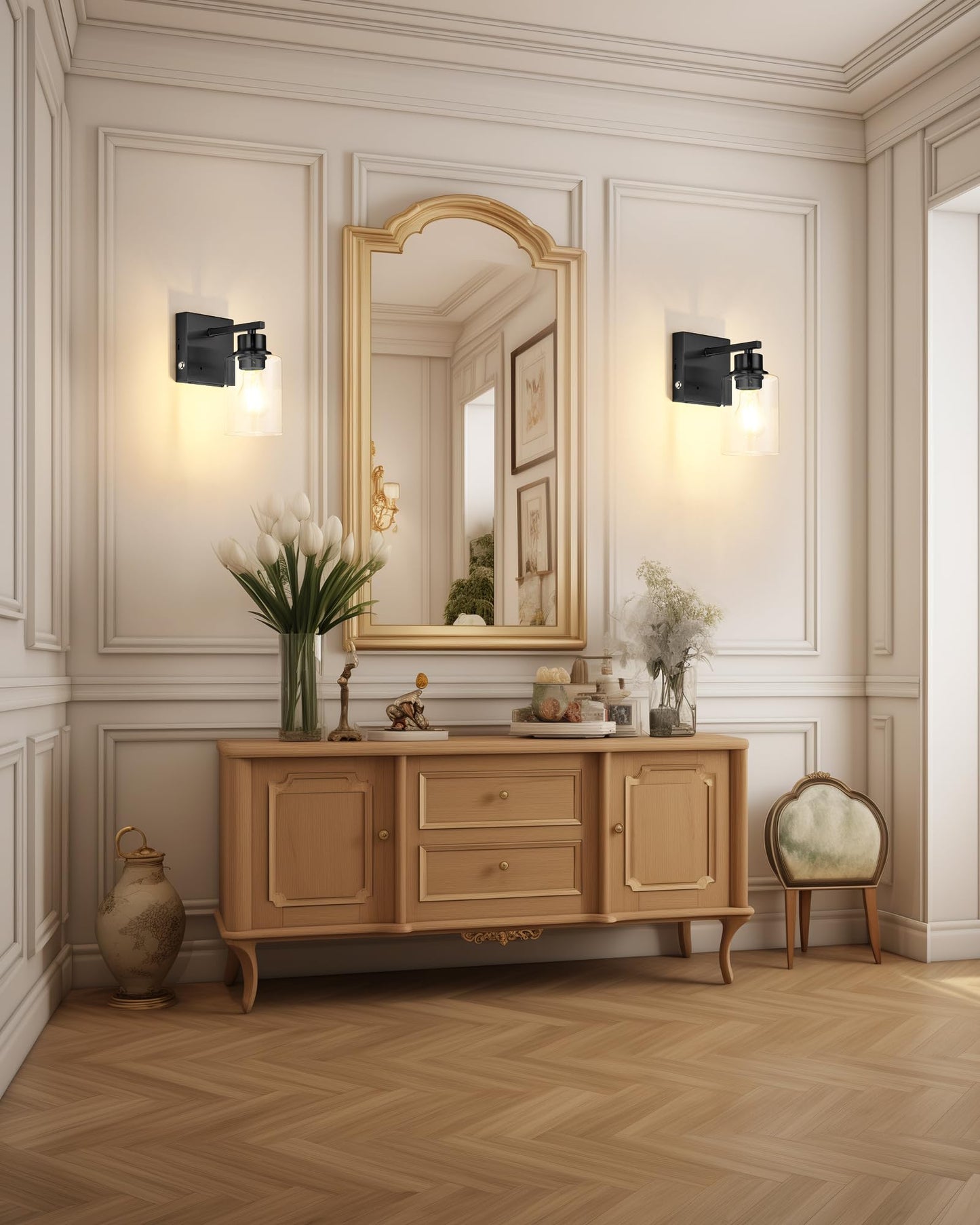 Battery Operated Wall Sconce Set of 2, Black Rechargeable Wall Lights with Timer Function, Easy Install Dimmable Wireless Wall Lamps Sconces Wall Decor for Living Room Bedroom Hallway, Emergency 3000K