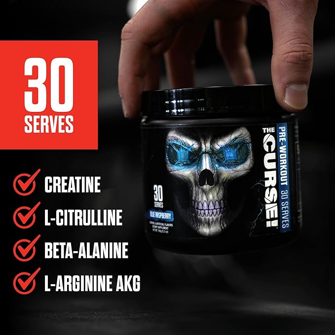 JNX SPORTS The Curse! Pre Workout Powder for Men & Women, Caffeine, Beta-Alanine, Creatine, L-Citrulline, 30 Servings, Cherry Limeade Flavor ??Boost Energy, Strength & Focus