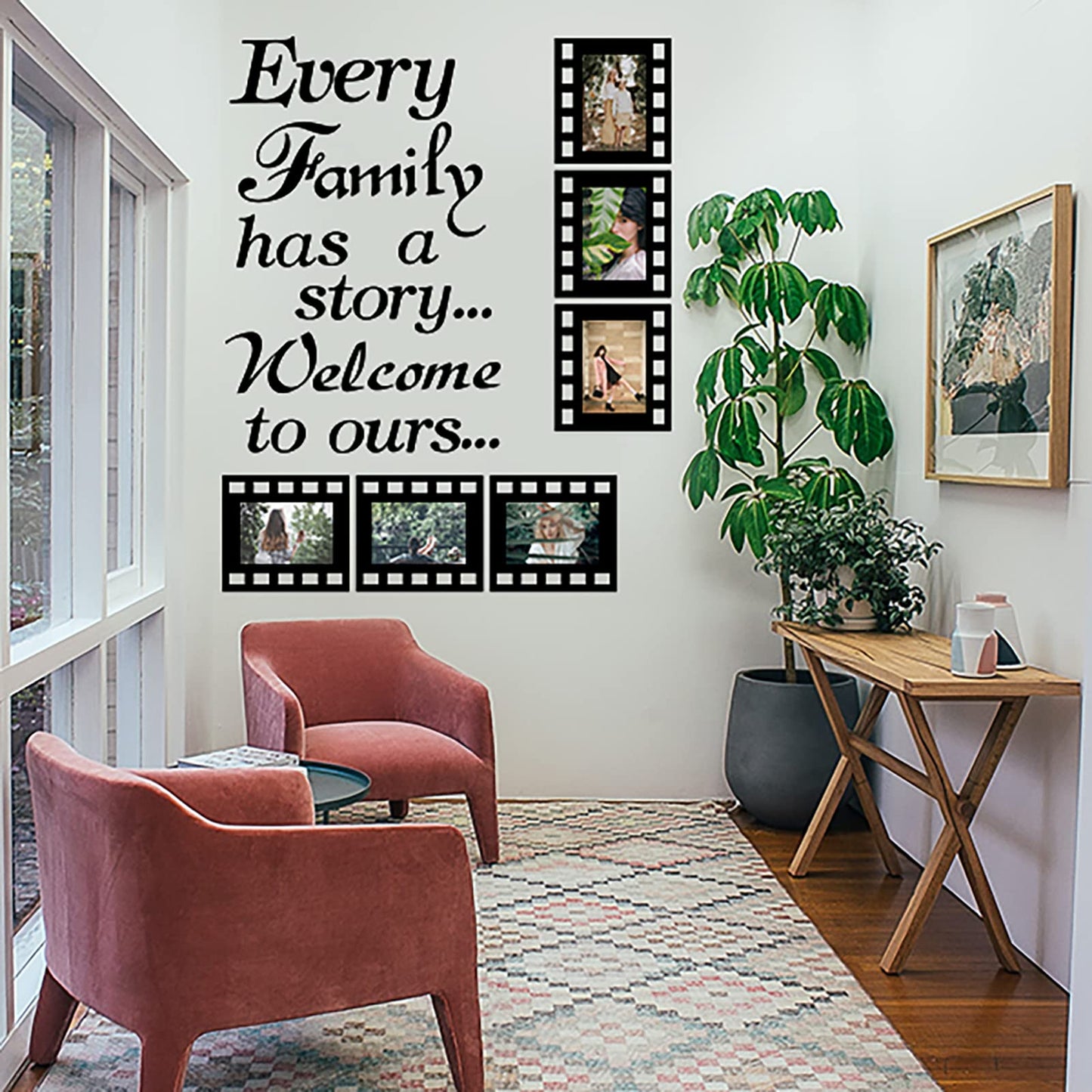Every Family Has a Story,Family Wall Stickers Decor for Living Room,Contains 6 Pcs 4 x 6 Inch Picture Frame Inspirational Wall Decals Quotes