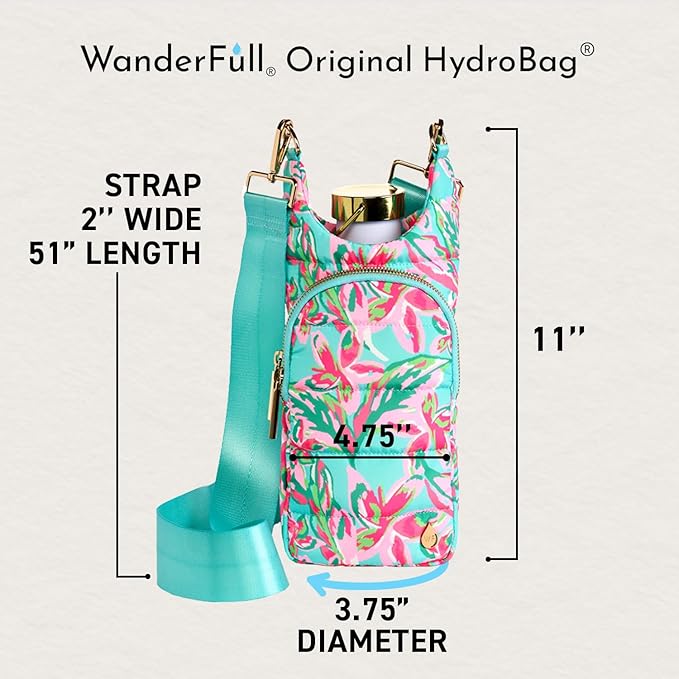 WanderFull® Original HydroBag® Collection, Water Bottle Holder w/Strap & Phone Pocket, Hands-Free Crossbody Water Bottle Bag