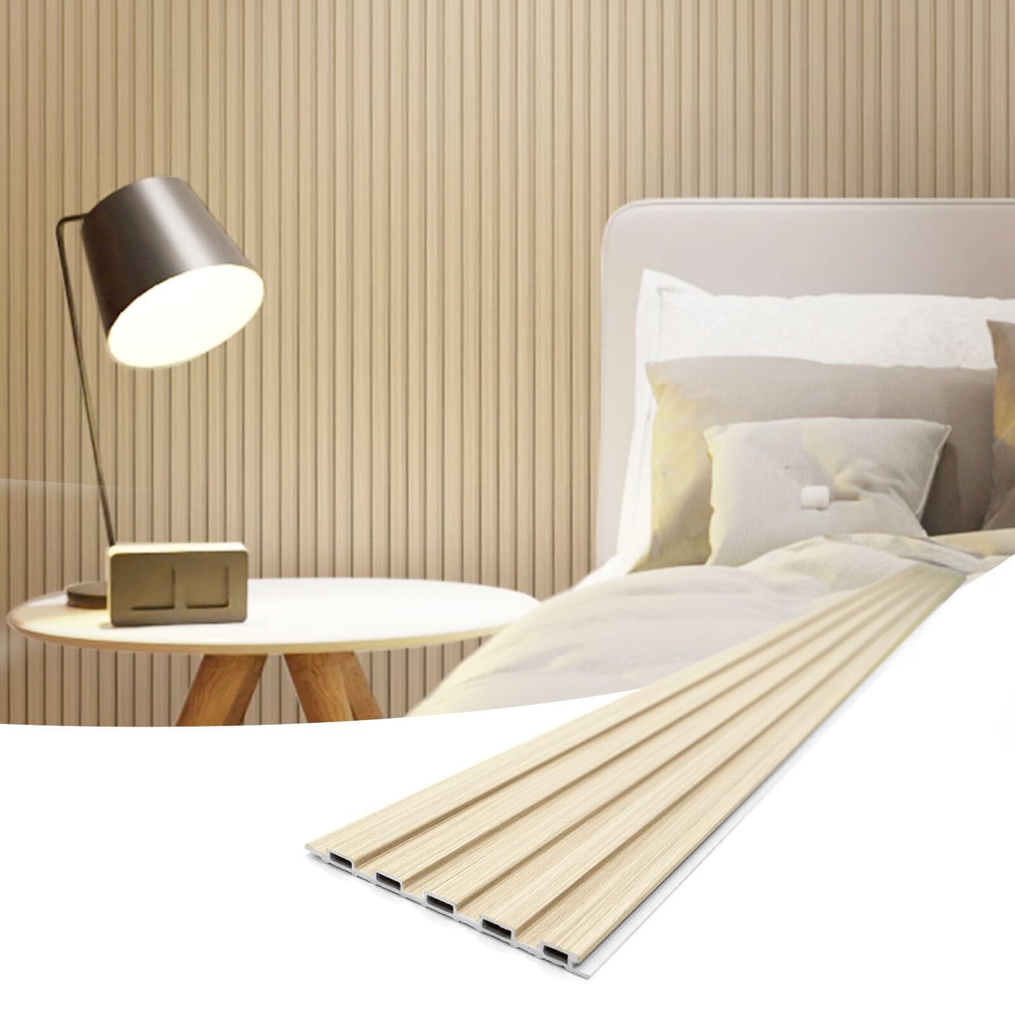 Art3d Slat Wall Panels, WPC Soundproof 3D Wall Paneling for Interior Wall Decor, TV Background, 8-Pack 96 x 6 in. Oak