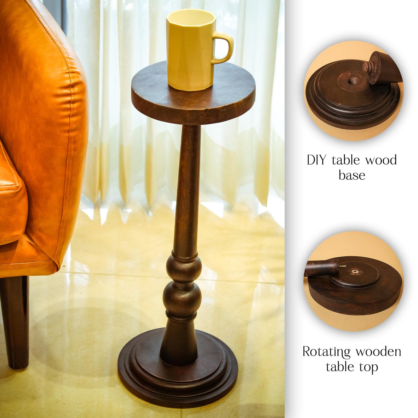 HOMORA DIY Wooden Plant Stand – Rustic Tall Side Table with Easy Assembly – Vintage Accent Table for Living Room, Bedroom, Office, Christmas, New Year, Thanksgiving