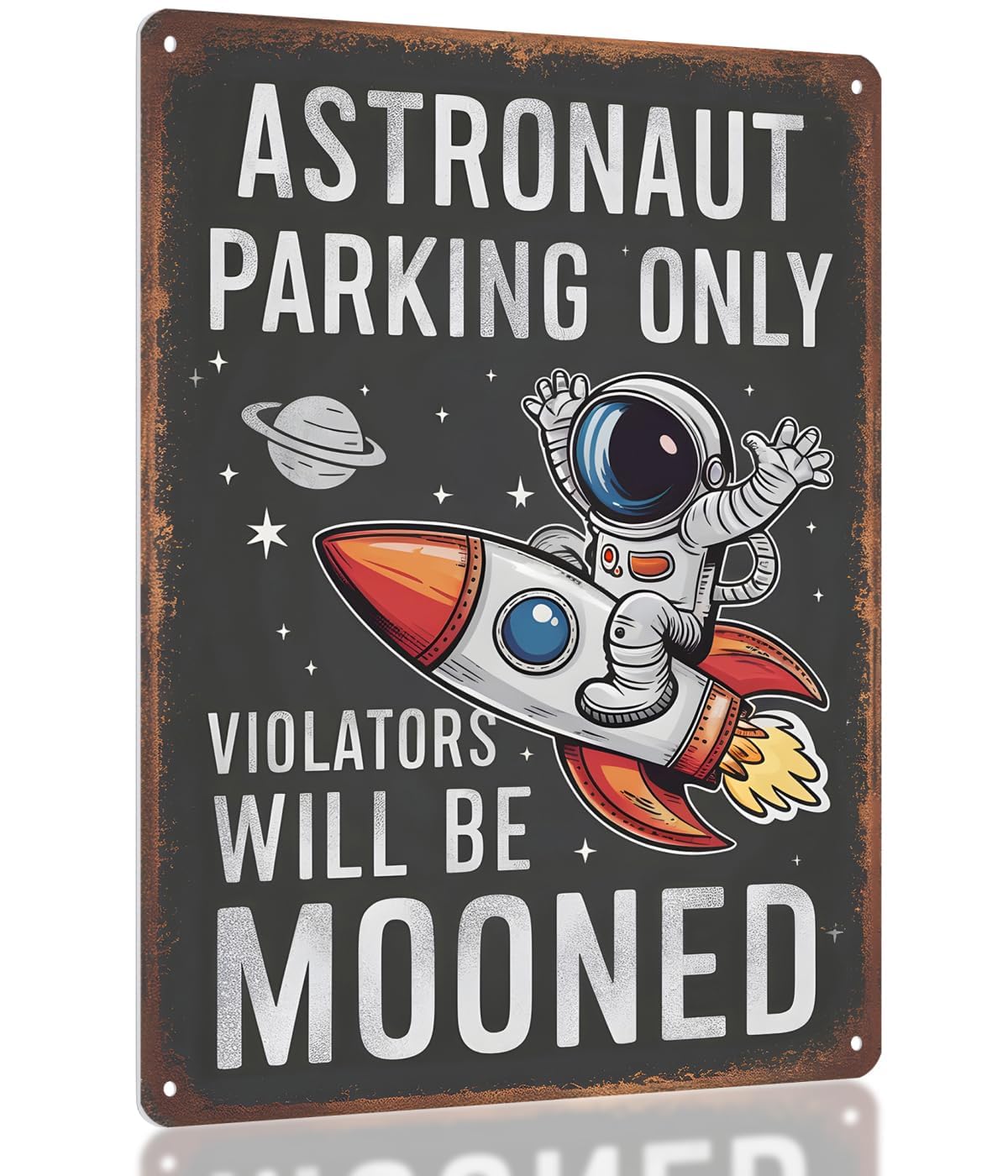 Opix Design Astronaut Parking Sign - Funny Space Room Decor for Boys, Outer Space Gift