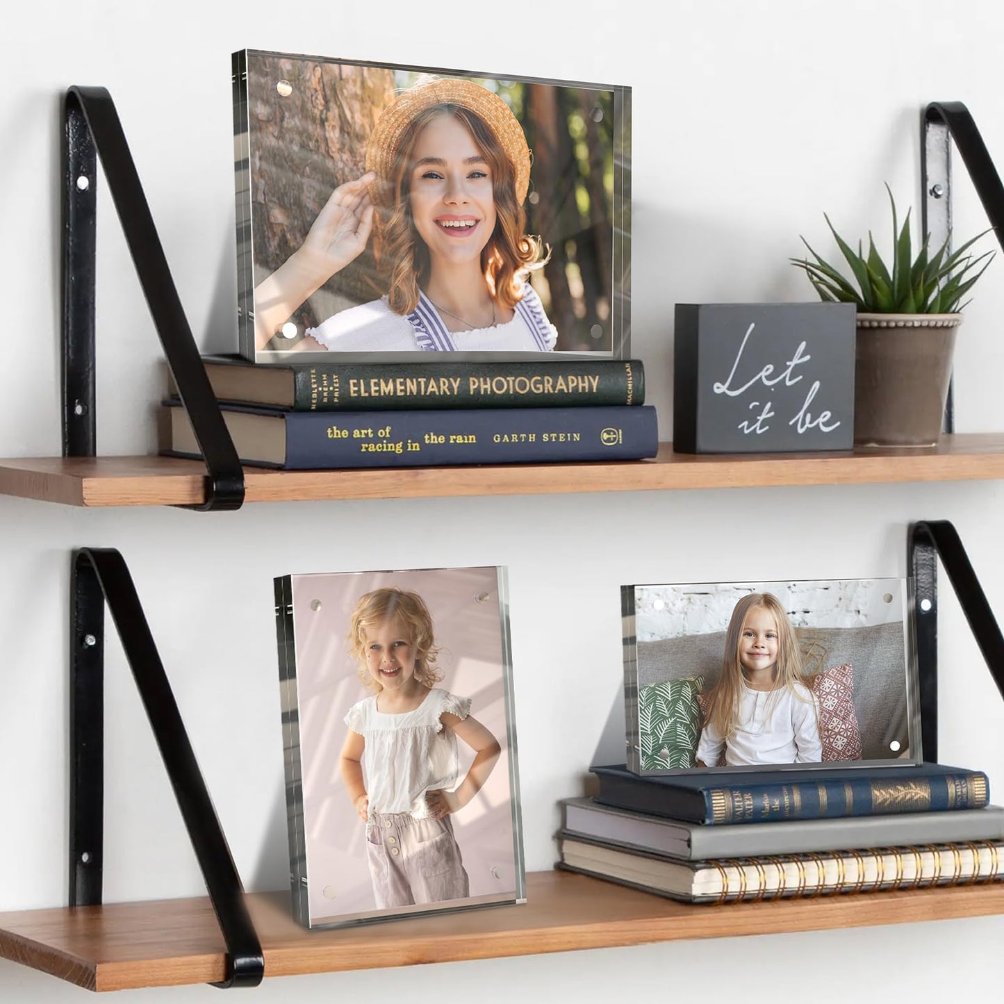 laapee 4x6 Inches Acrylic Picture Frames 3 Pack, Double Sided Magnetic Photo Frames,Free Standing on Desk or Table Clear Picture Frames