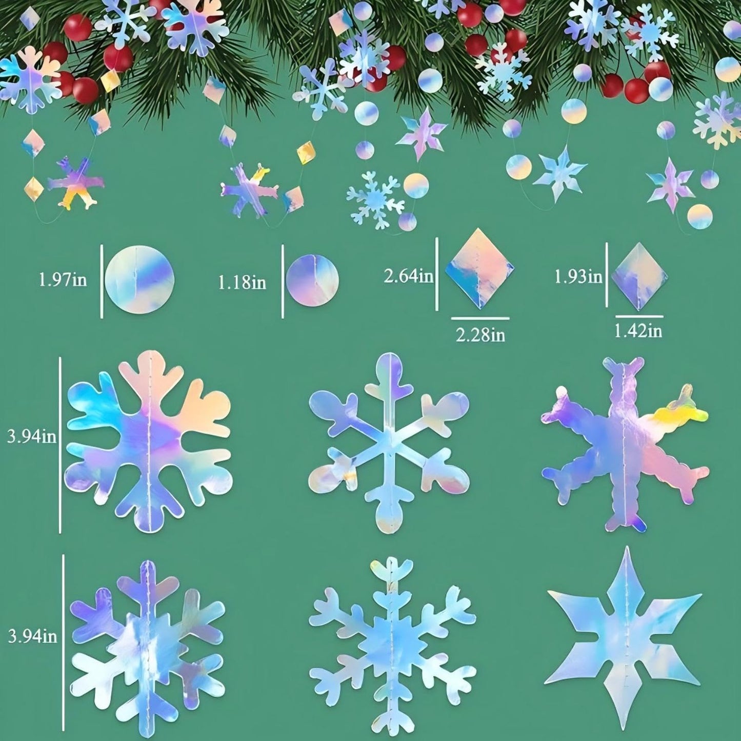 Hanging Snowflakes Decoration, Winter Snowflake Garland, Winter Wonderland Party Decoration for Christmas, Birthday and Wedding