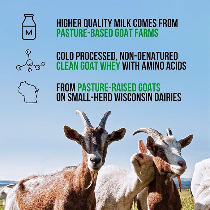 NAKED Goat Vanilla Protein Powder - Pasture Fed Goat Whey Protein Powder from Small-Herd Dairies - Only 3 Ingredients - GMO Free, Soy Free - All Natural - 23 Grams of Protein - 25 Servings