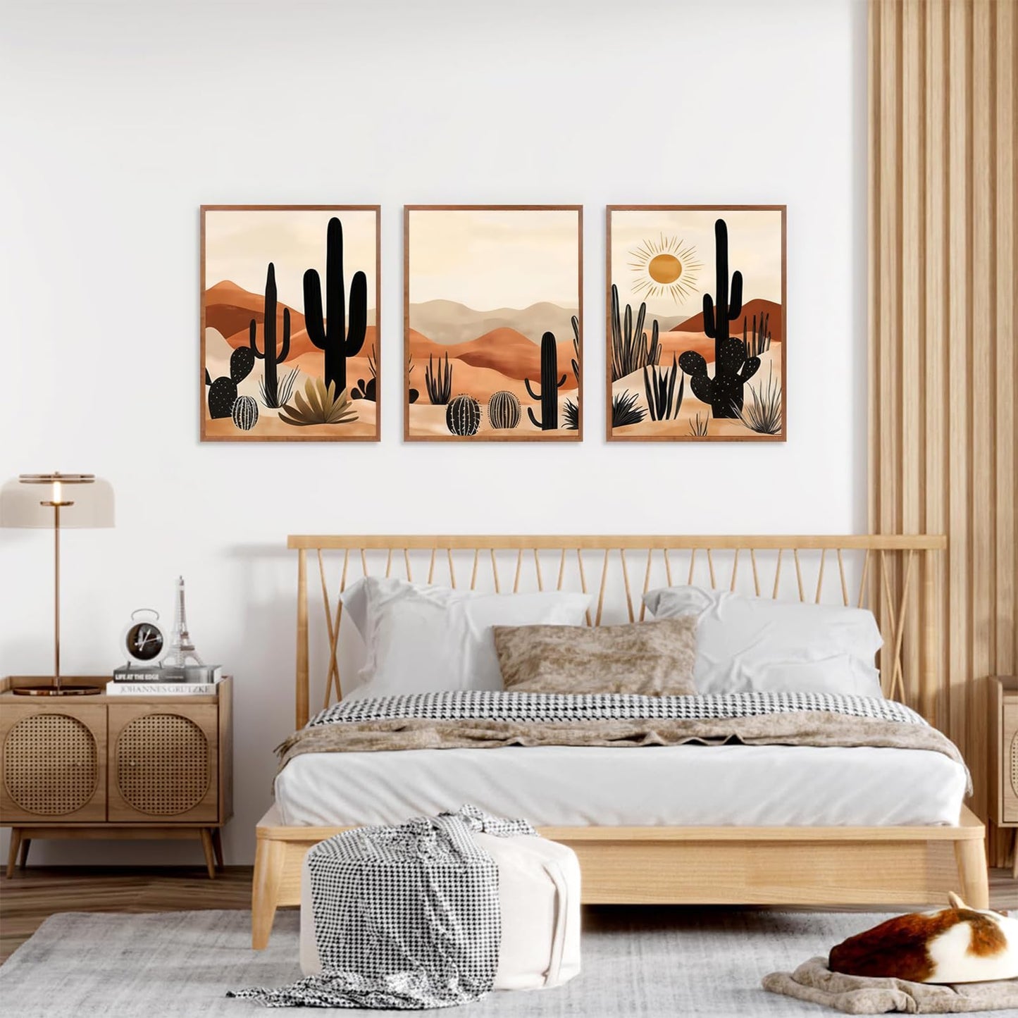 BWCWVGBN Cactus Canvas Wall Art Set of 3 Desert Plants Posters Wall Decor Mid Century Modern Boho Cactus Painting Pictures Southwestern Desert Print Artworks for Home Bedroom Living Room 12X16 Poster