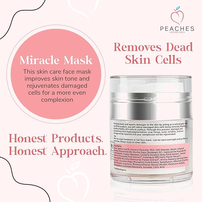 Hydrating Face Mask with Beeswax, Avocado Oil, Pumpkin, and More ??Gently Removes Dead Skin Cells ??Miracle Mask (1.7 oz)