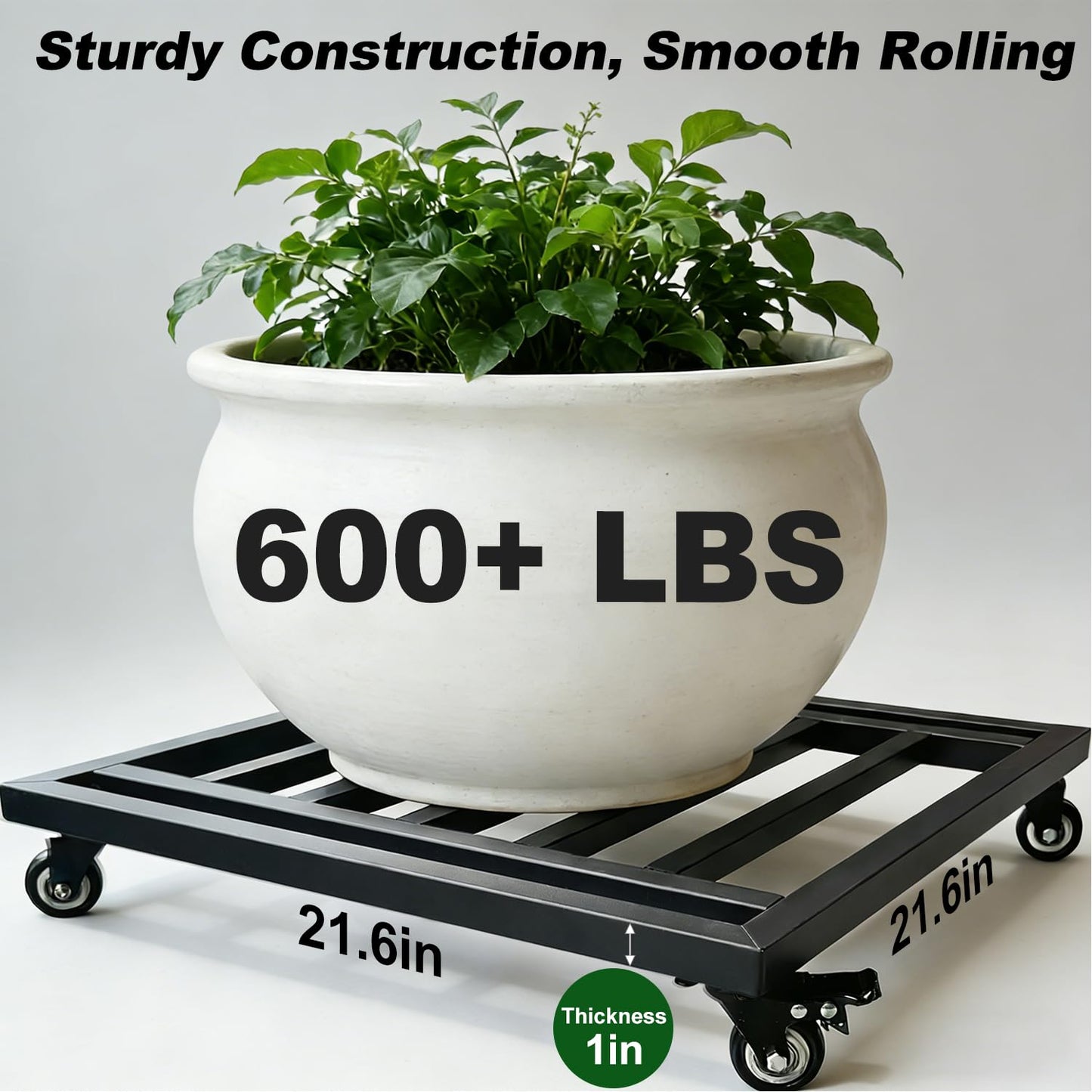 Hongsane 22" Plant Caddy with Wheels Heavy Duty,600Lbs Large Metal Plant Rollers with Wheels,Rolling Square Plant Stand with Industrial Casters,Rust-Proof Plant Dolly for Large Planters,Pots,2-Pack