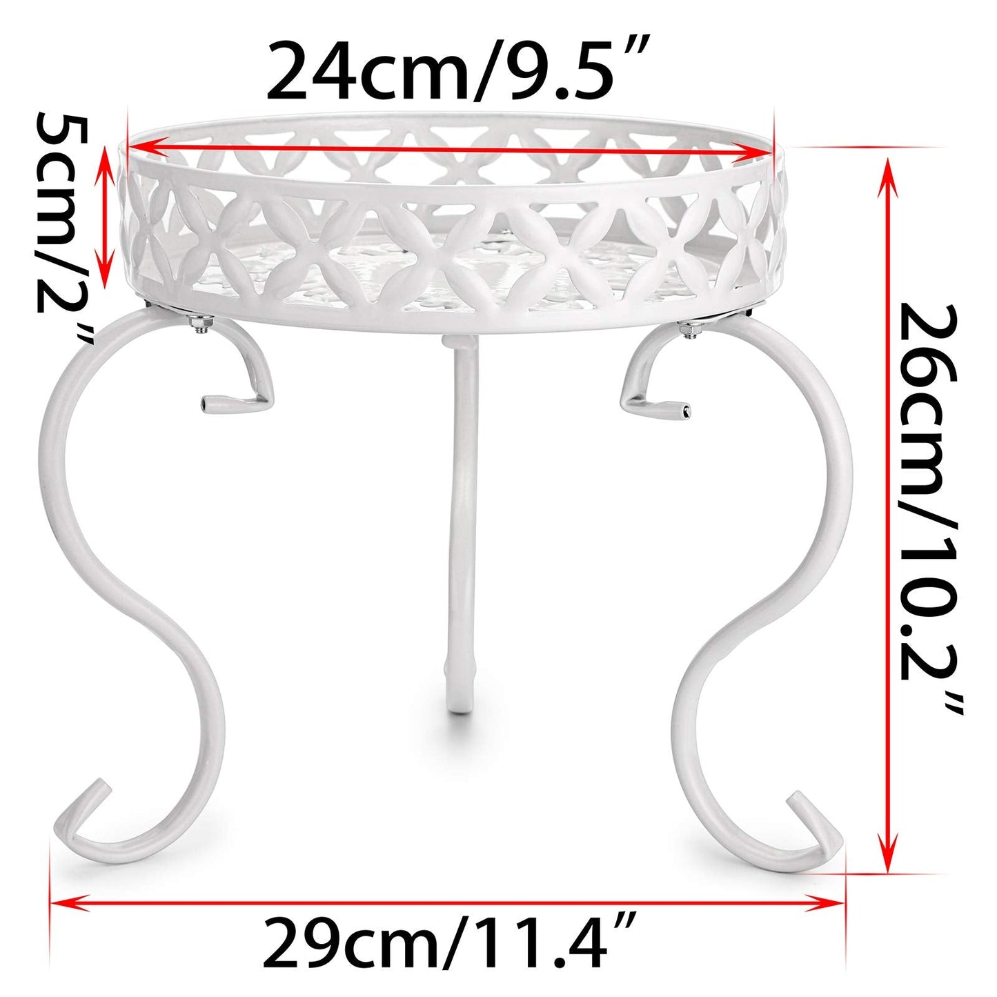 OwnMy Set of 2 Metal Round Plant Stand Rustproof Iron Flower Pot Holder, Modern Plant Display Potted Rack, Indoor Outdoor Plant Stand Heavy Duty Plant Holder for Home, Garden, Plant Lovers (White)