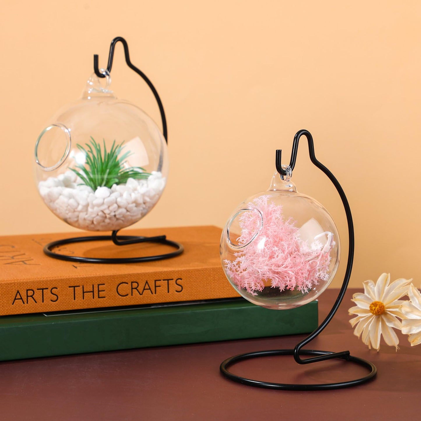 Tatuo 20 Pcs Ornament Display Stand Christmas Holder Hanger Stands Glass Ball Ornament Holder Metal Iron Hanging Hanger for Display Terrarium Air Plant Home Party Decoration