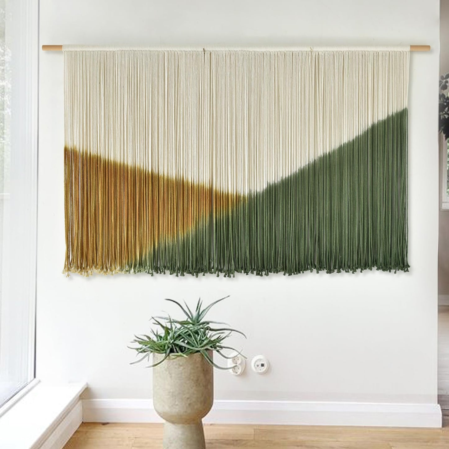 Flber Macrame Wall Hanging Large Yarn Wall Art 57" W x 31" L Modern Bohemian Home Décor for Living Room or Bedroom