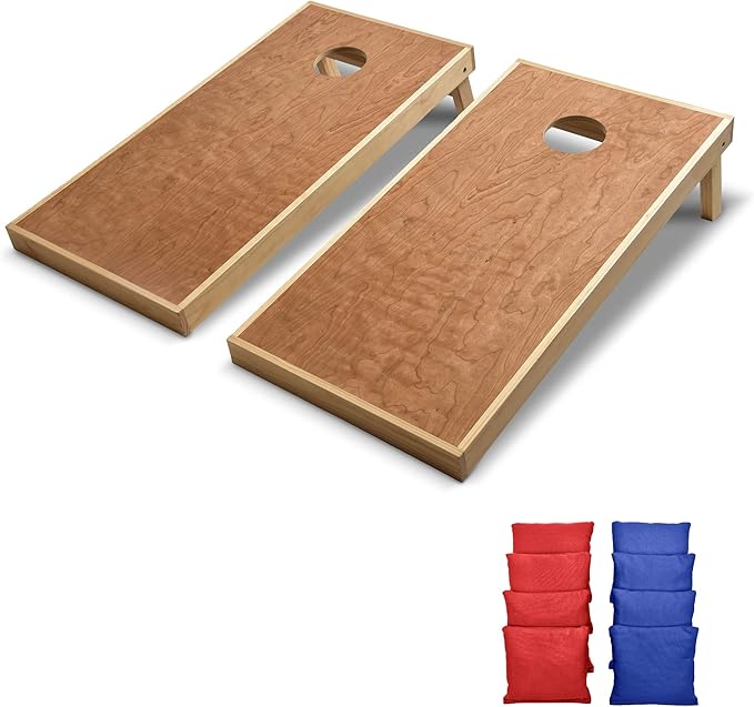 GoSports 4’ x 2’ Commercial Grade Cornhole Boards Set - Natural Wood Cornhole Boards, Choose from Different Bean Bag Color Combinations