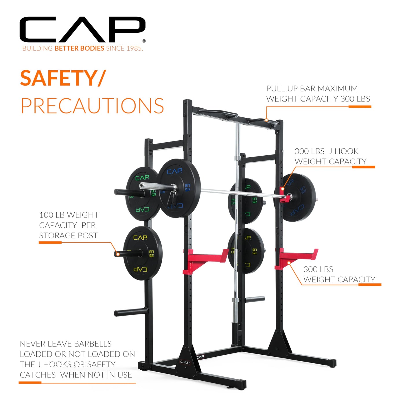 Cap Power Rack with Pull Up Bar & Attachments - Squat Rack & Strength Training Power Cage for Home Gym - Blue