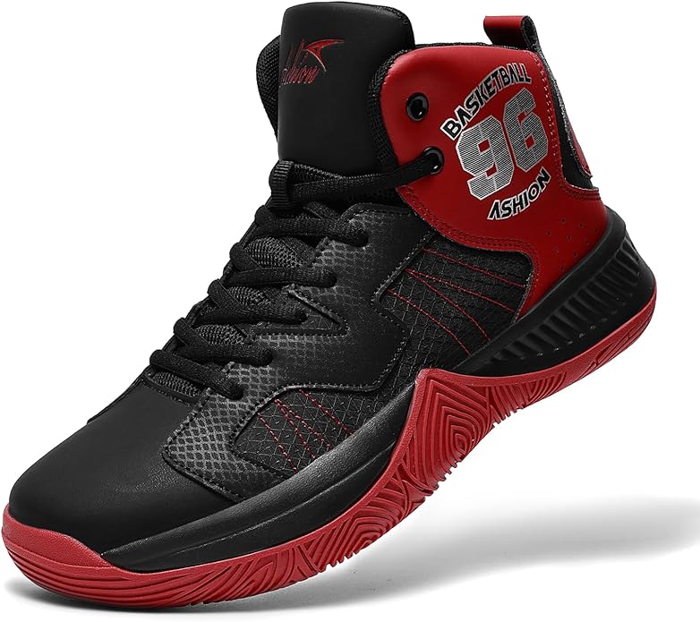 ASHION Mens Basketball Shoes High Top Streetball Lightweight Outdoor Sneakers Cushioning Shoes for Sport Athletic Fitness