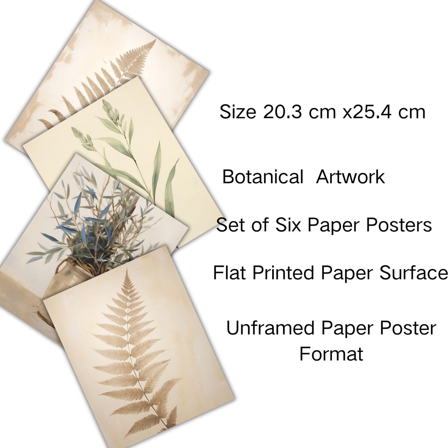 WINDVALE Botanical Wall Art Prints,Tropical Plants Leaves Prints,Rustic Neutral Floral Poster Retro Wildflower Wall Art Decor for Living Room Bedroom Bathroom Office 8x10 Unframed