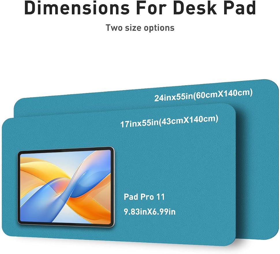 Aothia Faux Leather Desk Mat - Non-Slip PU Leather Desk Blotter, Waterproof Writing Surface, Large Desk Pad for Office & Home (Turquoise, 55" x 24")