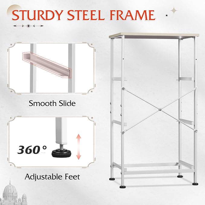 WLIVE Nightstand with 3 Drawers, Fabric Dresser, Organizer Unit, Storage Dresser for Bedroom, Hallway, Entryway, Closets, Sturdy Steel Frame, Wood Top, Easy Pull Handle, Light Grey