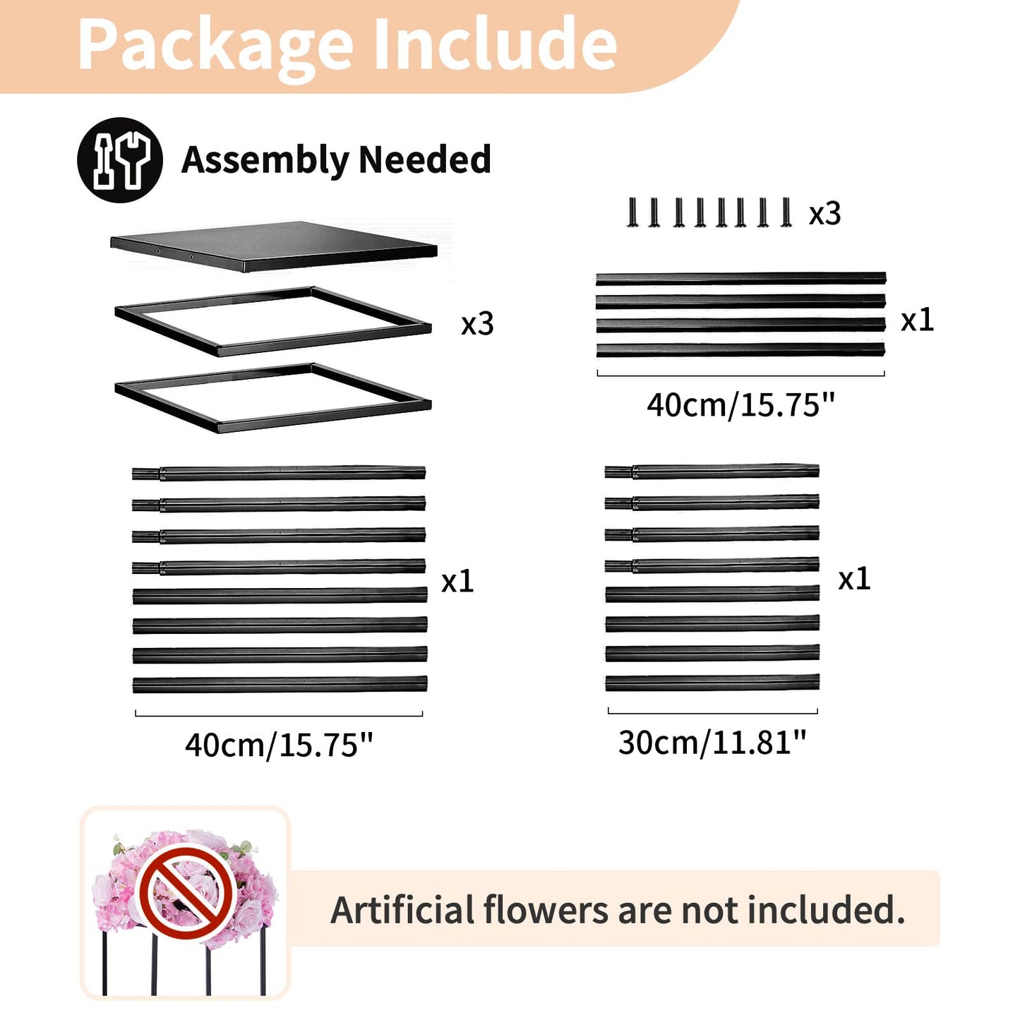 Nuptio Black Vase Plant Stand - 3 Pcs Tall Flower Vases for Wedding Birthday Party Centrepieces - Metal Column Display Table Rack Indoor Corner Flower Stand for Living Room Decor(15.7/23.6/31.5in)
