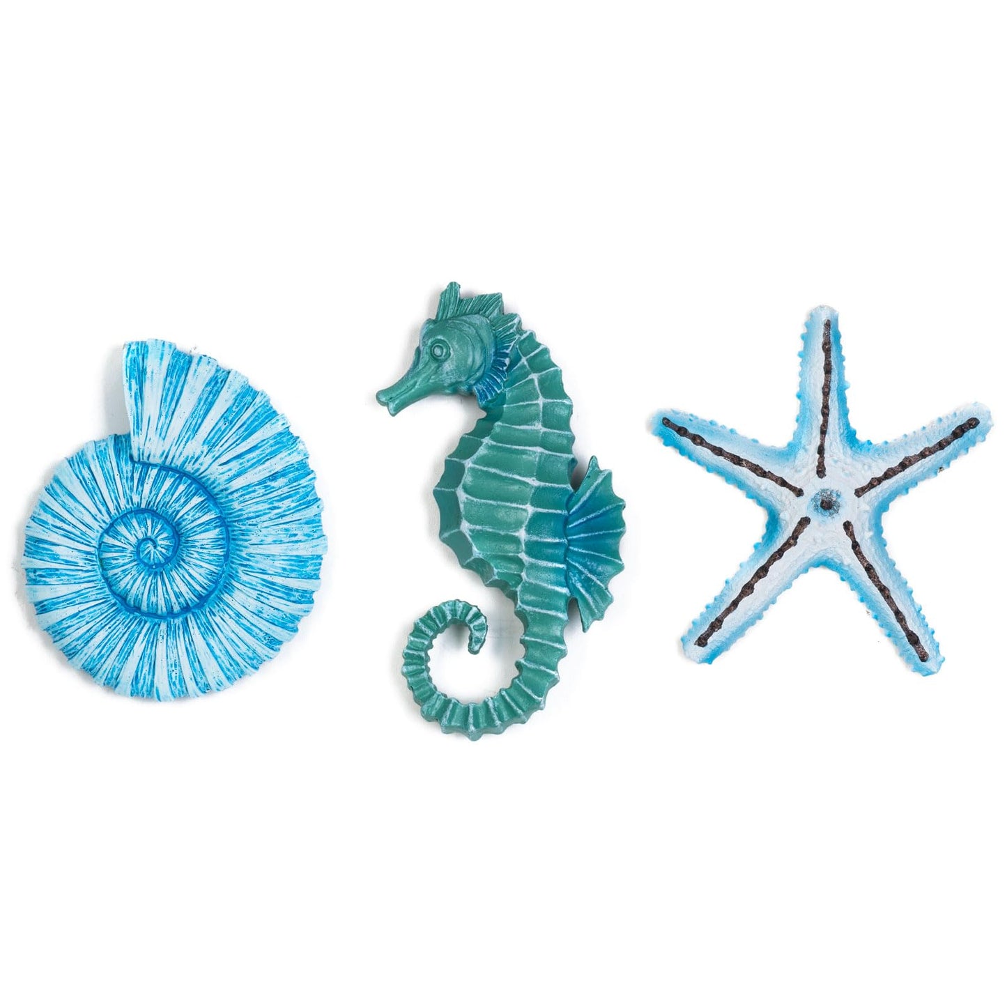 AIM & GGKK 3D Art Ocean Beach Wall Decor Coastal Decorations Sets with Starfish, Seahorse,Conch for Bedroom Bathroom Livingroom Beach House