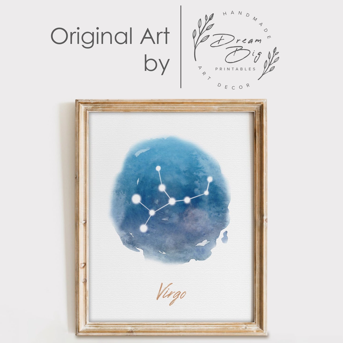 DREAM BIG PRINTABLES Virgo Constellation Art Print - 8x10 (Unframed) | Zodiac Star Sign Wall Decor for Astrology Enthusiasts