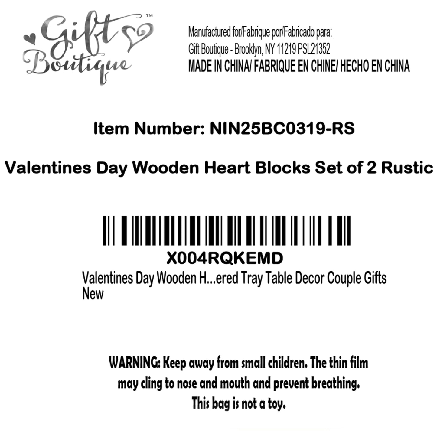 Gift Boutique Valentines Day Wooden Heart Blocks Set of 2 Rustic Carved Wood Hearts Love Sign Centerpiece Home Tiered Tray Table Decor Couple Gifts