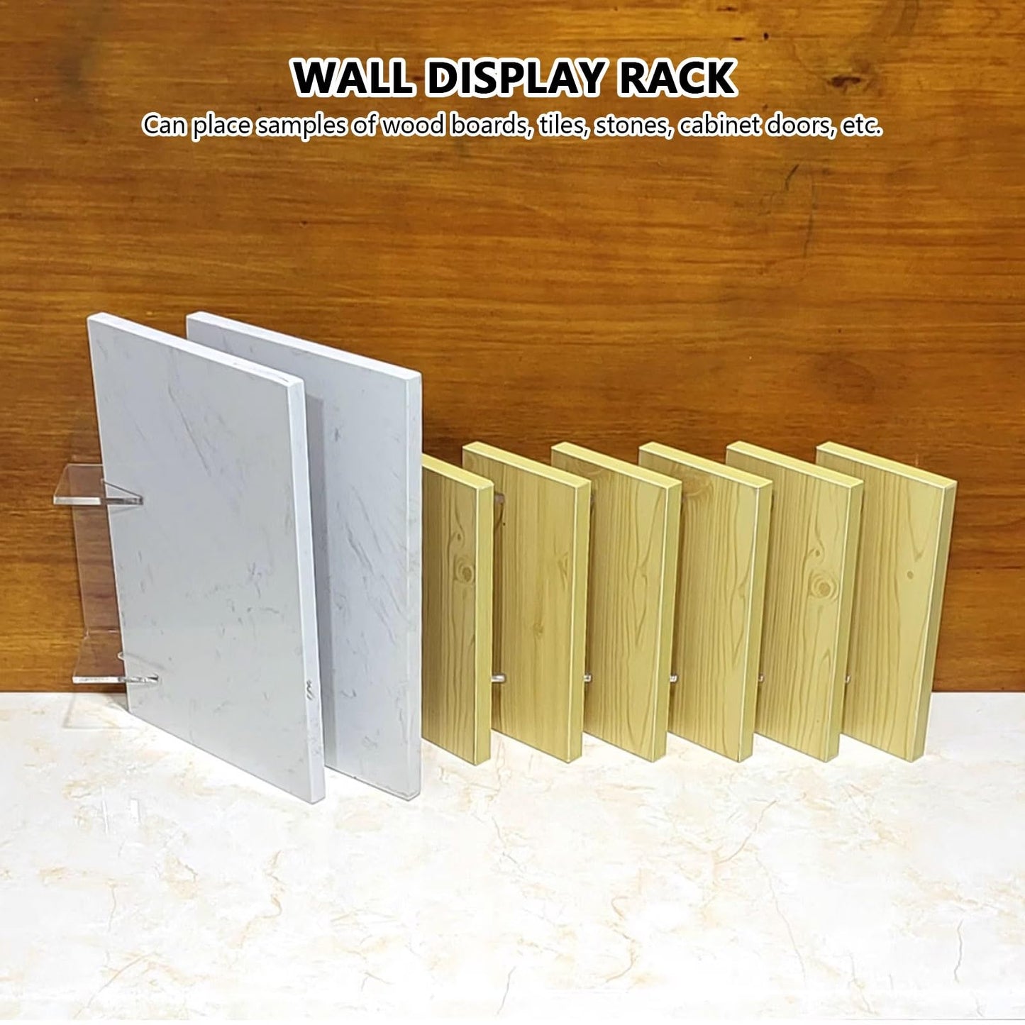 Floor tile sample rack,Acrylic Display Shelf for Tile & Material Samples - 70cm Wooden Slab & Marble Storage Rack - Stylish Trade Show & Retail Display Stand for Samples & Building Materials