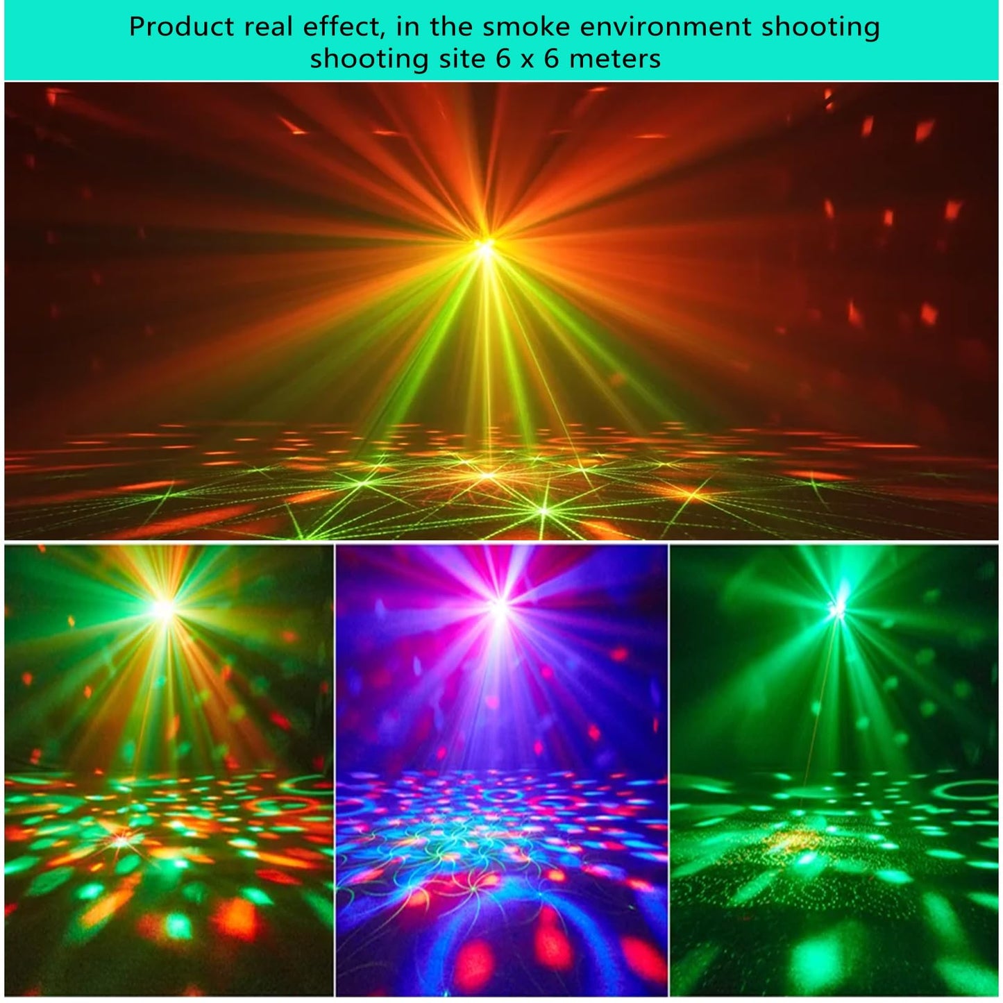 Yinpkteo 4 in 1 Disco Ball DJ Party Lights, 3 RGB Disco Lights+Red and Green Pattern Lamp Strobe Lighting for Home Room Dance Parties Birthday Karaoke Halloween Christmas Wedding Show Club Decorations