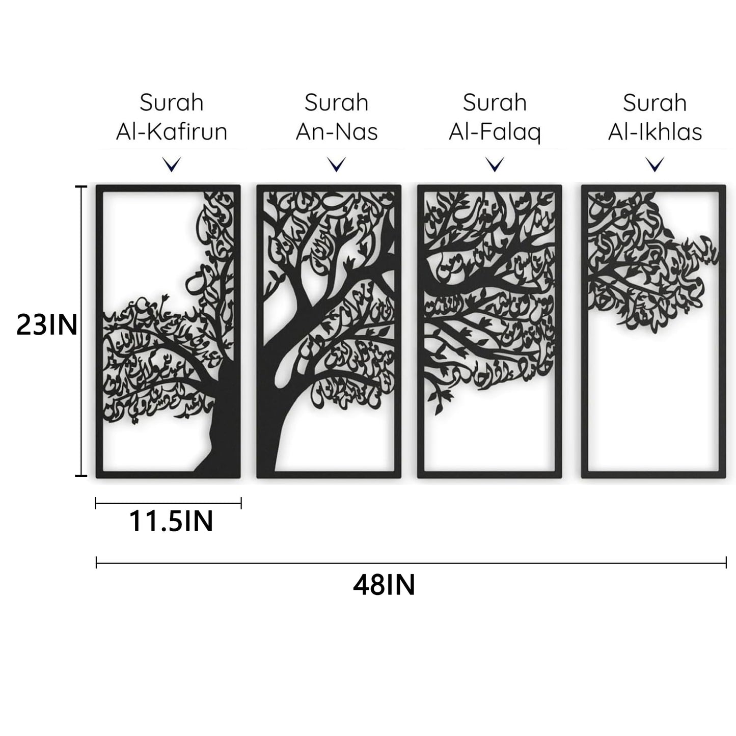 JFUJFU Islamic 3D Tree of Life Metal Wall Art - Large Iron Hanging Sculpture for Living Room, Bedroom & Home Decor (Total Size: 48 x 23 inches)
