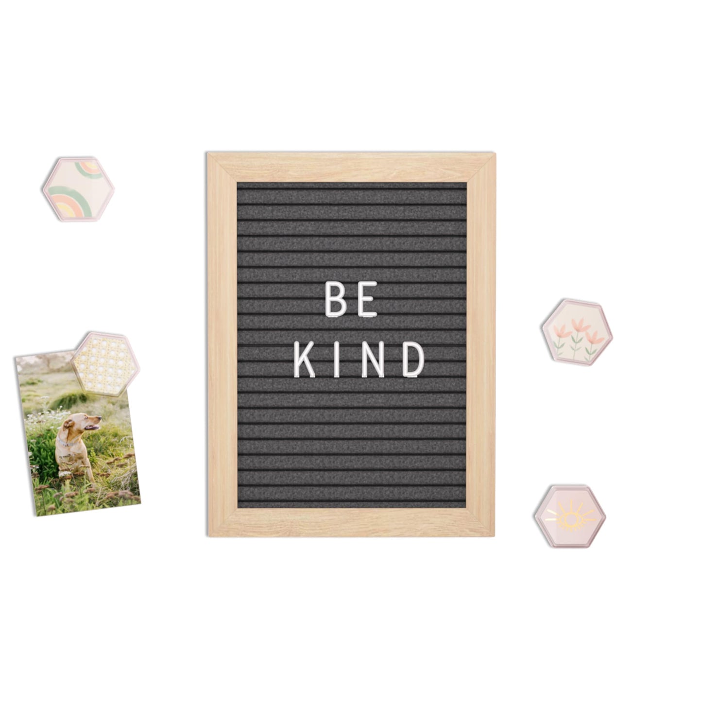 Magnetic Locker Letter Board, Black Felt, 8" x 6", Wood Frame