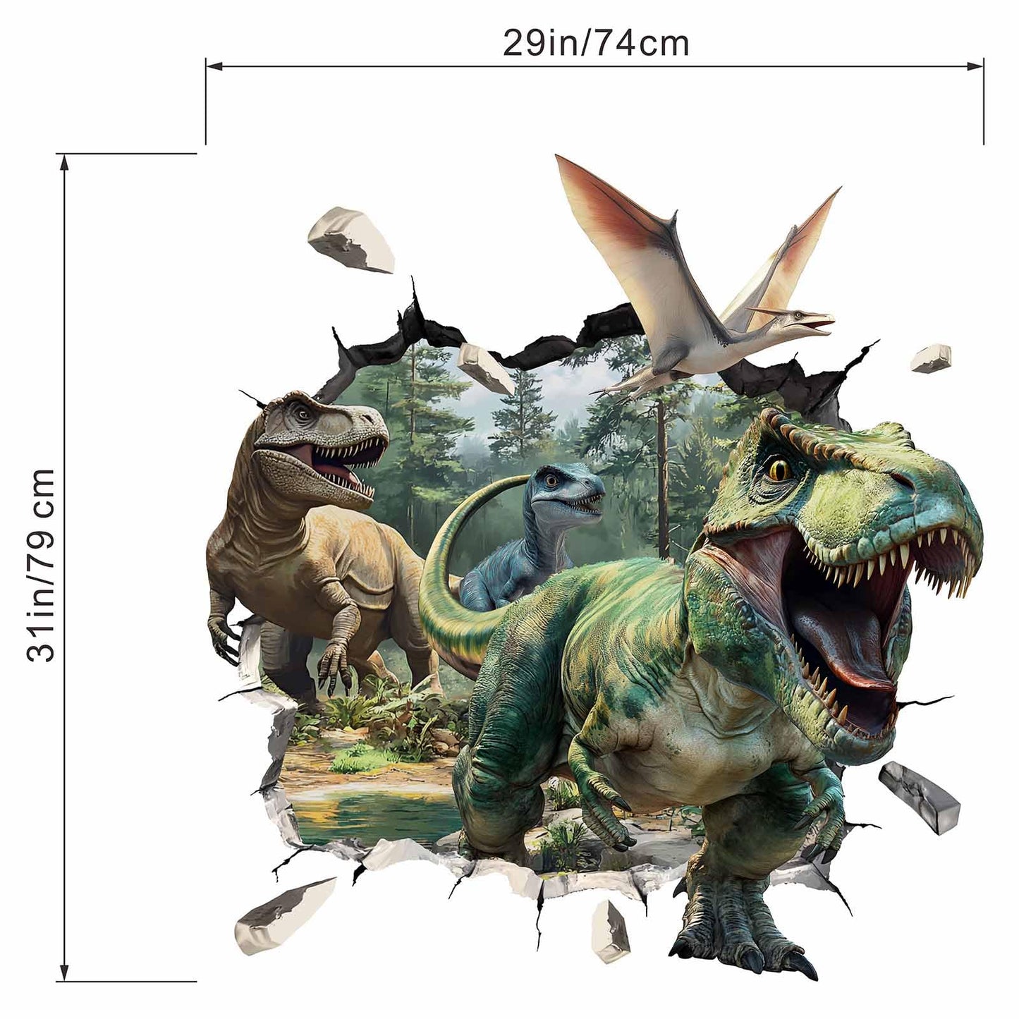 Amimagen 3D Dinosaur Wall Stickers - Tropical Palm Tree Leaf Dino Wall Decals - Nursery Kids Baby Boys Room Daycare Playroom Classroom Wall Decor