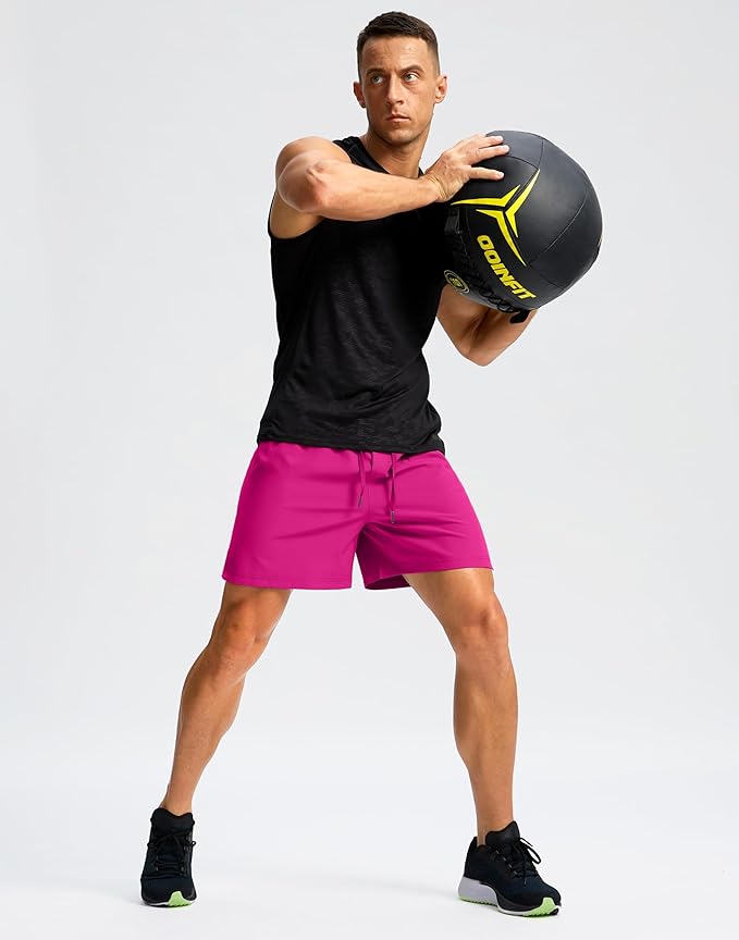 Men's Running Shorts with Zipper Pockets 9 Inch/ 7 Inch / 5 Inch Lightweight Quick Dry Gym Workout Athletic Shorts for Men(5 inch)