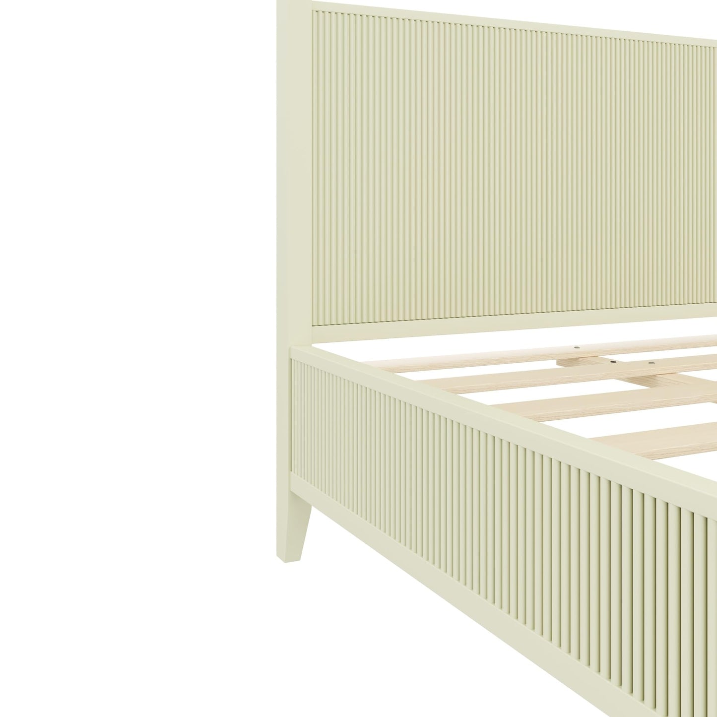 Merax Modern Luxury King Size Wooden Canopy Bed Frame with Headboard, Slats Support, Wood 4 Poster Bed Frame, No Box Spring Needed, Contemporary Bedroom Furniture, Beige
