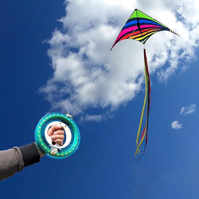 Mint's Colorful Life 60'' Delta Kite With 7.1in Reel Winder, Easy Flying & String Spool for Kids & Adults, Best Beach Set for Beginners