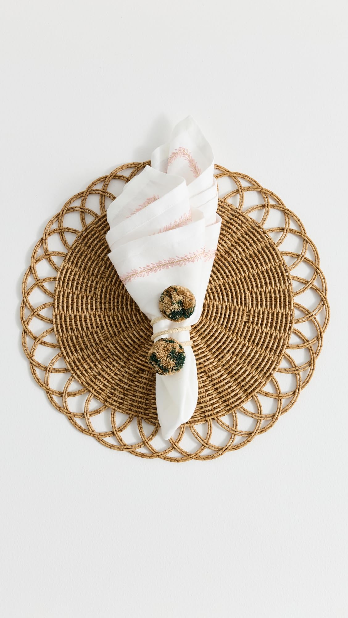Kim Seybert Women's Casbah Napkin Rings Set of 4, Natural/Green, One Size
