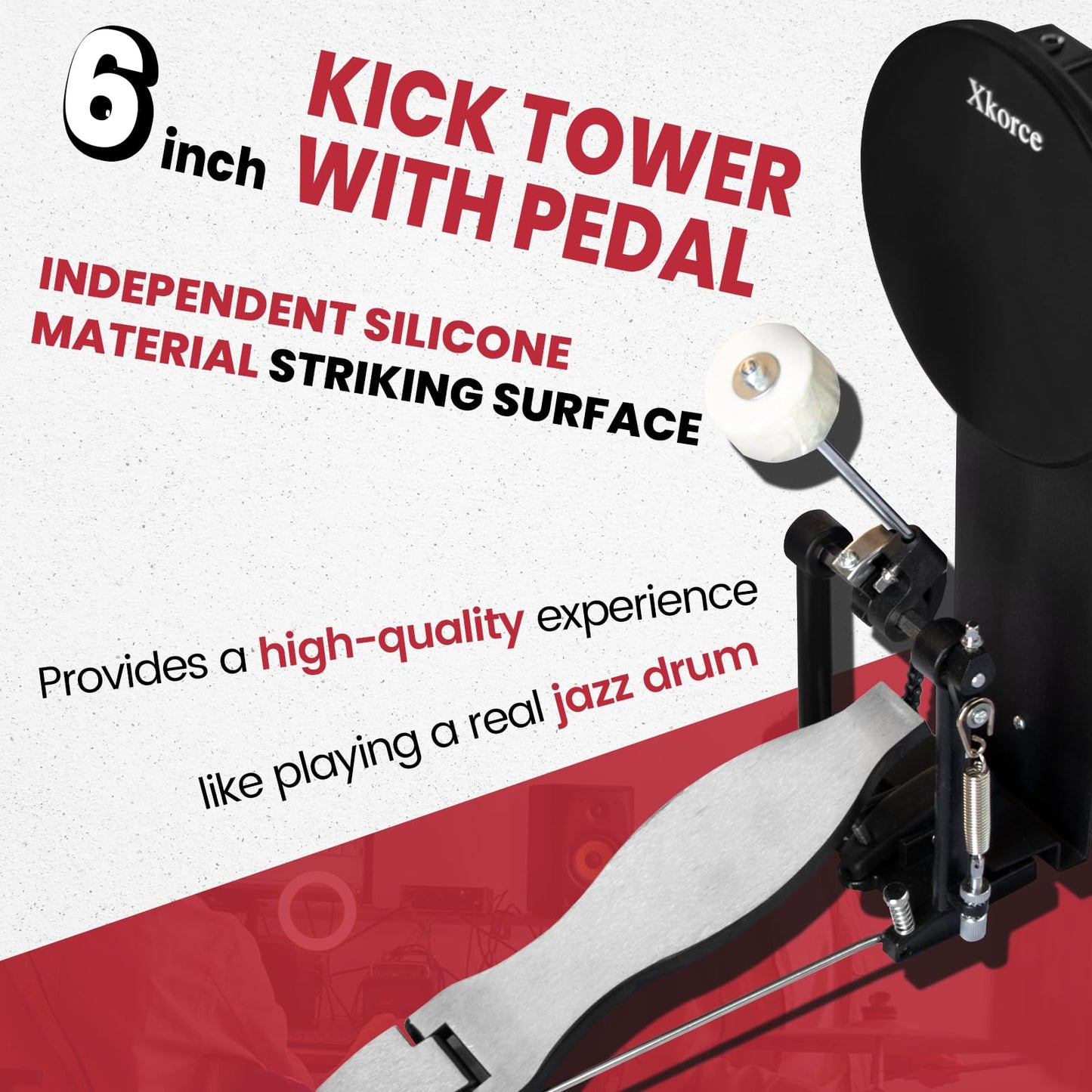 Xkorce Electronic Drum Set Electric Drum Kit with 4 Quiet Mesh Pads and 6" Kick Drum, 360 Sounds, Headphones, Sticks, Dual Bluetooth function, Suit for Beginner