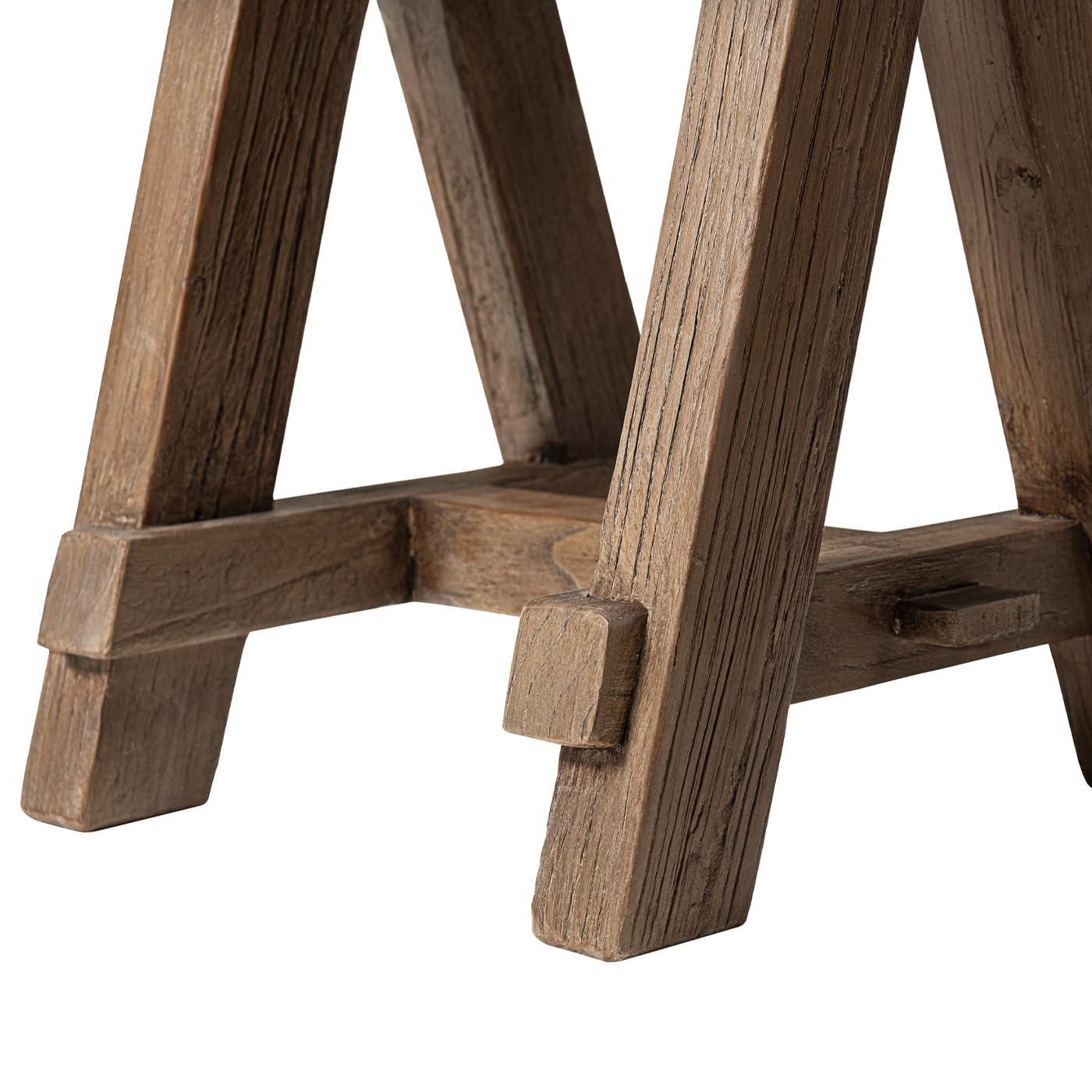 Jennifer Taylor Home Hawthorne 18” Square Reclaimed Elm Trestle Side Table, Heritage Medium-Dark Brown Reclaimed Elm