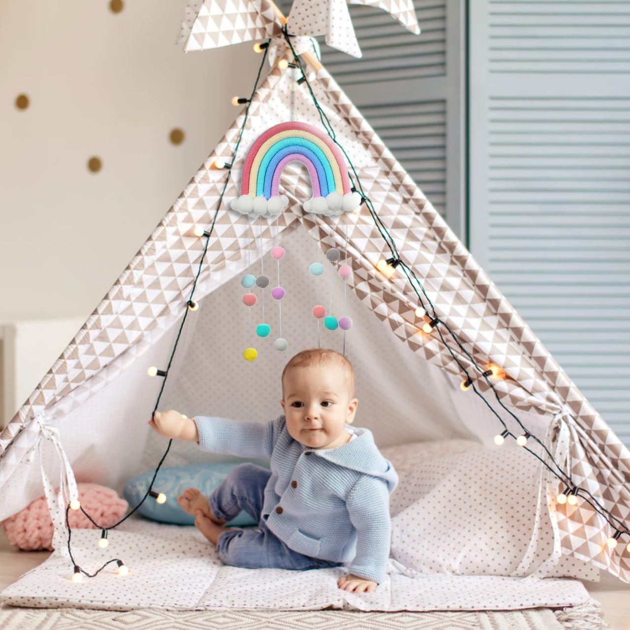 Alipis Boys and Girls Room Wall Pendant Cloud Rainbow Ornament Raindrops Nursery Wall Decor for Bedroom Cute Boys and Girls Tent Accessories Material